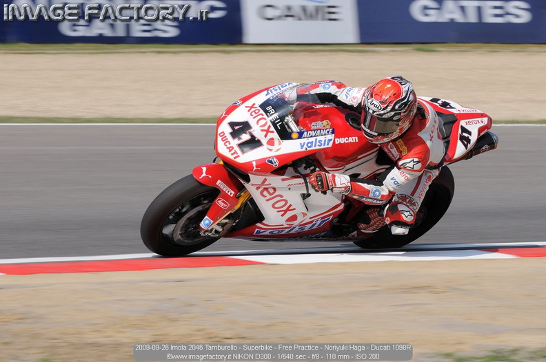2009-09-26 Imola 2046 Tamburello - Superbike - Free Practice - Noriyuki Haga - Ducati 1098R